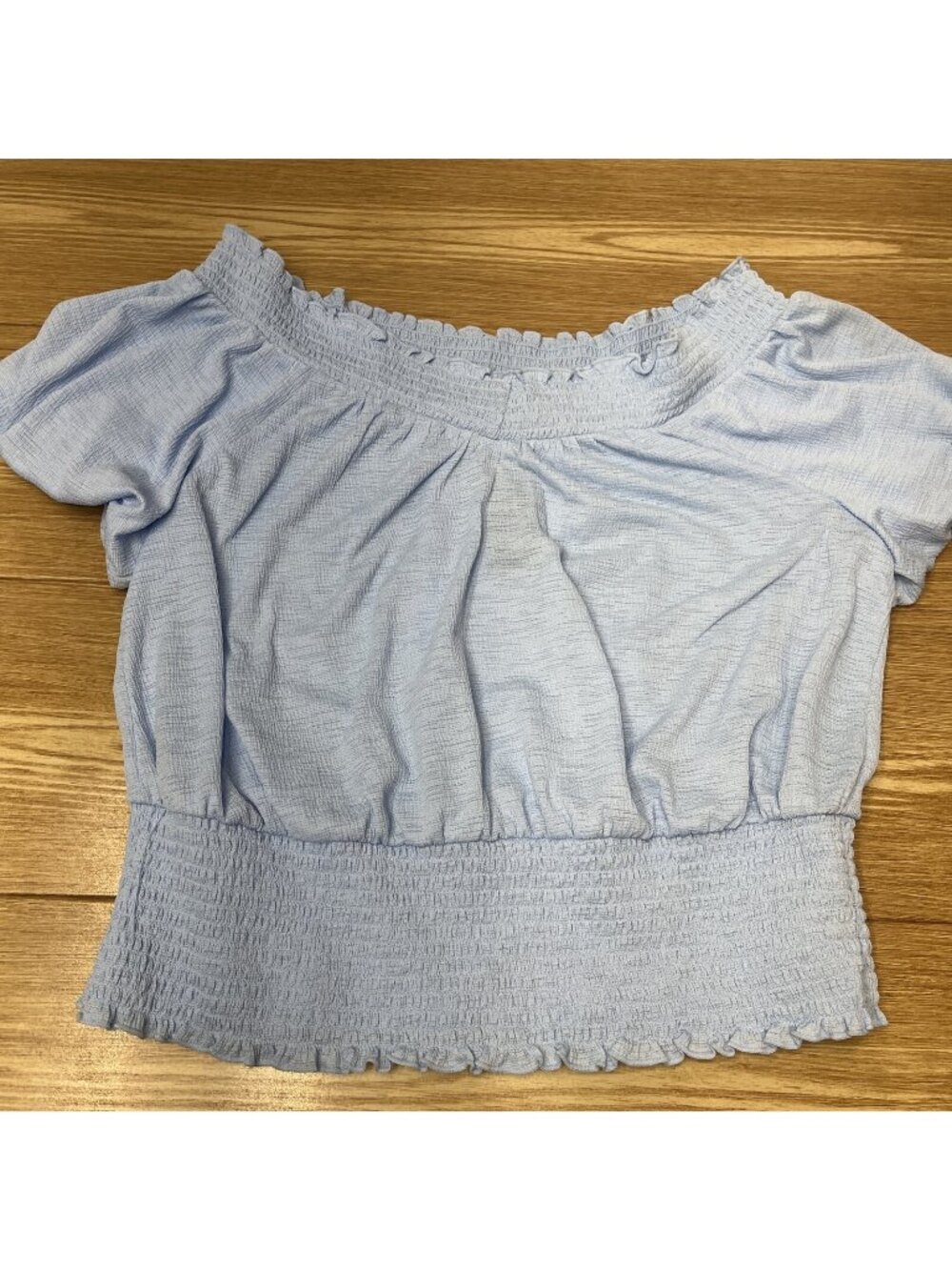 INC International Concepts Blouse Womens XXL Blue Smocked Off Shoulder Top $59